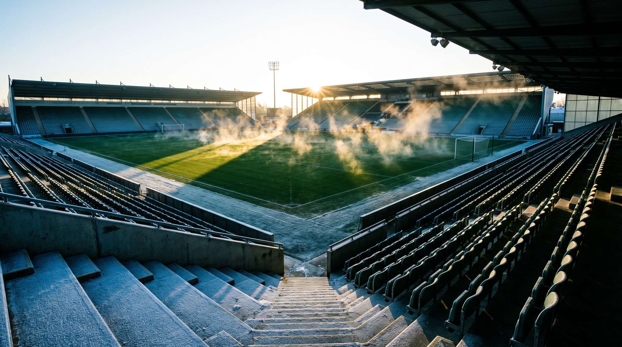 Frost on the seats, the heated pitch steaming in the morning sun